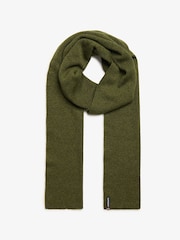 Verde militar intenso jaspeado - Bufanda básica de punto con logo de Superdry - Imagen 1 de 3