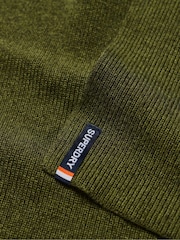 Verde militar intenso jaspeado - Bufanda básica de punto con logo de Superdry - Imagen 2 de 3
