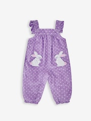 JoJo Maman Bébé Lilac Purple Bunny Appliqué Cord Dungarees & Top Set - Image 2 of 6