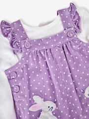 JoJo Maman Bébé Lilac Purple Bunny Appliqué Cord Dungarees & Top Set - Image 5 of 6