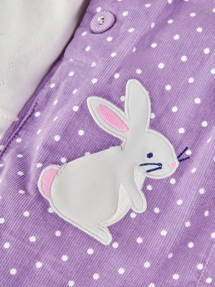 JoJo Maman Bébé Lilac Purple Bunny Appliqué Cord Dungarees & Top Set - Image 6 of 6