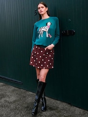 Yumi Blue Dalmatian Intarsia Relaxed Jumper - Image 2 of 5