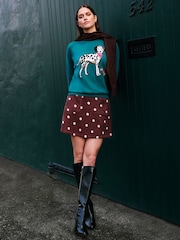 Yumi Blue Dalmatian Intarsia Relaxed Jumper - Image 3 of 5