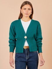 Yumi Blue Knitted Button Cardigan - Image 1 of 4