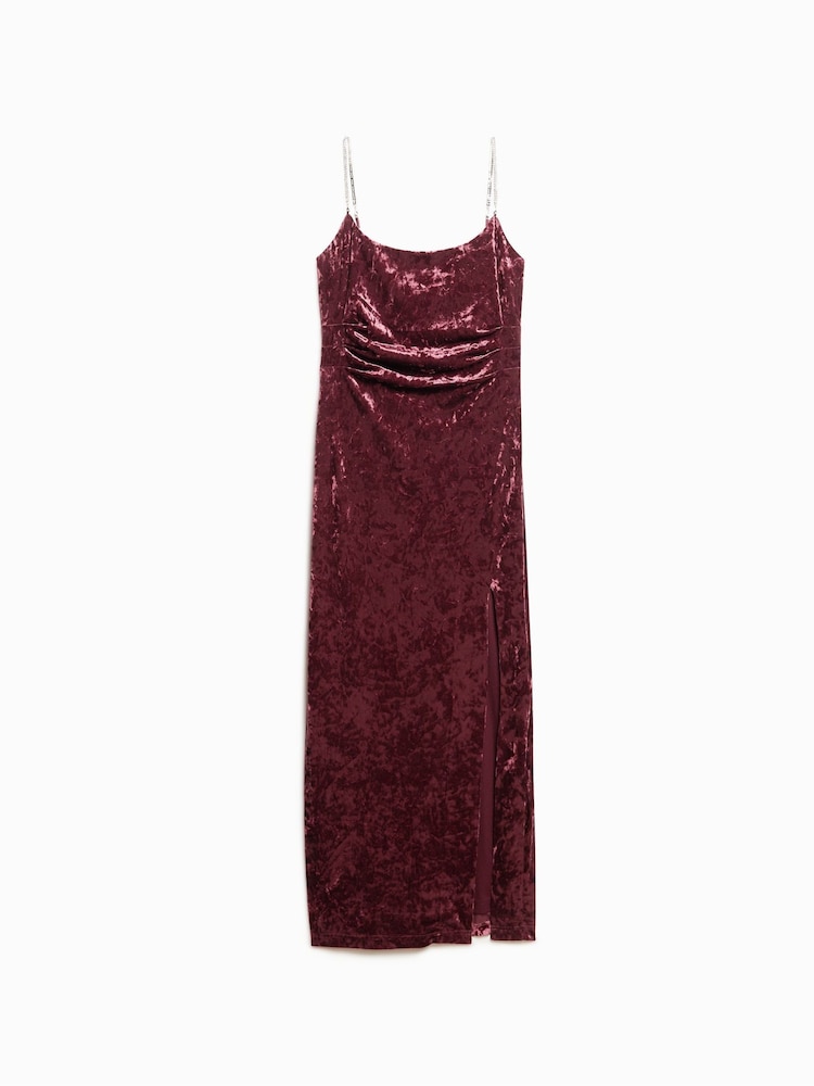 Superdry Maroon Crush Diamonte Velvet Maxi Dress - Image 2 of 3