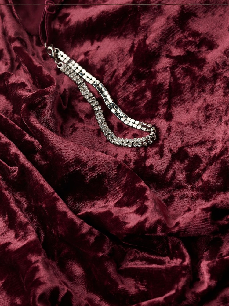 Superdry Maroon Crush Diamonte Velvet Maxi Dress - Image 3 of 3