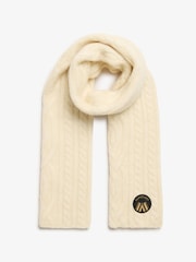 Superdry Oatmeal White Cable Luxe Knit Scarf - Image 2 of 3