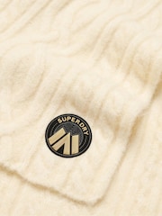 Superdry Oatmeal White Cable Luxe Knit Scarf - Image 3 of 3