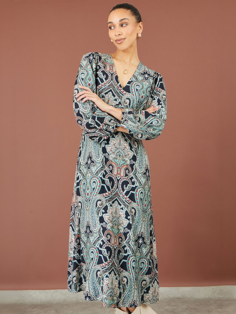 Yumi Green Paisley Print Midi Dress - Image 1 of 5