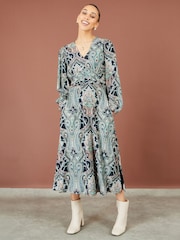 Yumi Green Paisley Print Midi Dress - Image 3 of 5