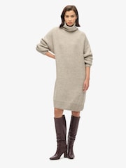 Superdry Light Grey Twist Chunky Rib Knit Jumper Dress - Image 2 of 4