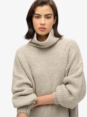 Superdry Light Grey Twist Chunky Rib Knit Jumper Dress - Image 3 of 4