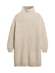 Superdry Light Grey Twist Chunky Rib Knit Jumper Dress - Image 4 of 4