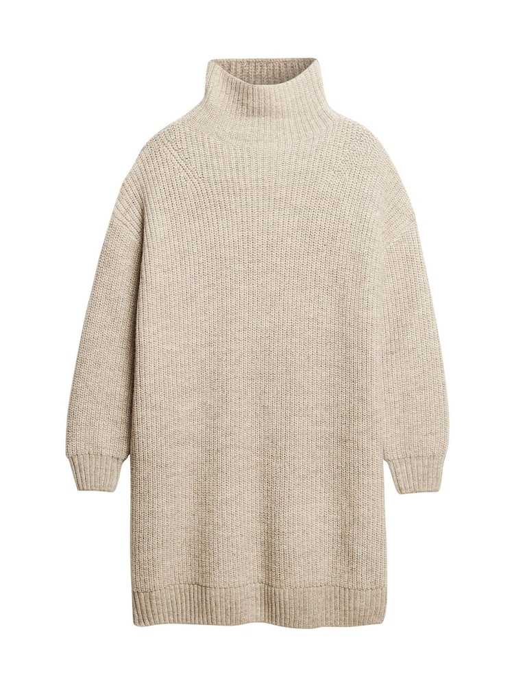 Superdry Light Grey Twist Chunky Rib Knit Jumper Dress - Image 4 of 4
