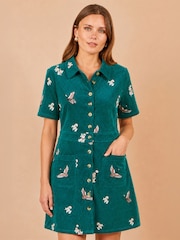 Yumi Blue Crane Embroidered Shirt Dress - Image 1 of 4