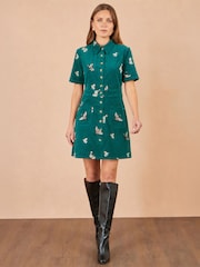 Yumi Blue Crane Embroidered Shirt Dress - Image 2 of 4