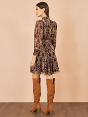 Yumi Brown Paisley Long Sleeve Shirt Dress - Image 5 of 5