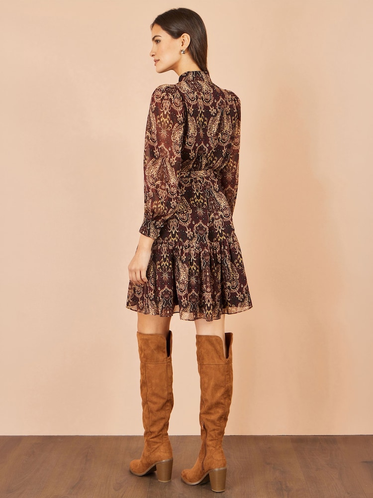 Yumi Brown Paisley Long Sleeve Shirt Dress - Image 5 of 5 Yumi Brown Paisley Long Sleeve Shirt Dress - Image 5 of 5