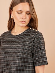 Yumi Brown Check Tunic Dress With Buckles - Image 4 of 5
