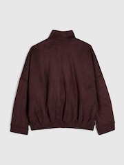 River Island Red Suedette Funnel Bomber Jacket - Image 2 of 4