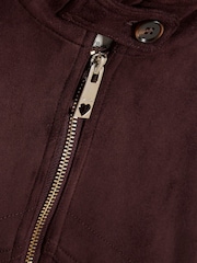 River Island Red Suedette Funnel Bomber Jacket - Image 3 of 4
