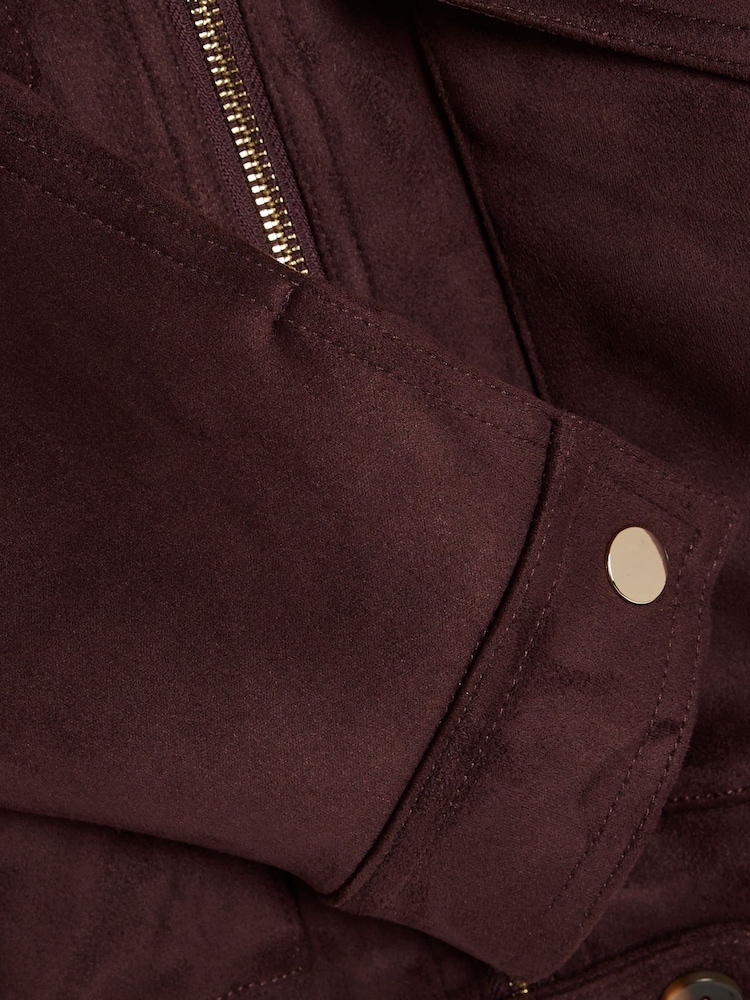 River Island Red Suedette Funnel Bomber Jacket - Image 4 of 4 River Island Red Suedette Funnel Bomber Jacket - Image 4 of 4