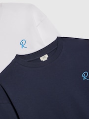 River Island Blue Relaxed Fit Long Sleeve T-Shirts 2 Pack - Image 3 of 4