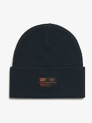 Superdry Eclipse Navy Surplus 100% Cotton Knitted Beanie Hat - Image 1 of 2