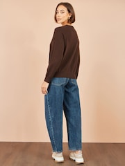 Yumi Brown Dalmatian Intarsia Relaxed Jumper - Image 4 of 4