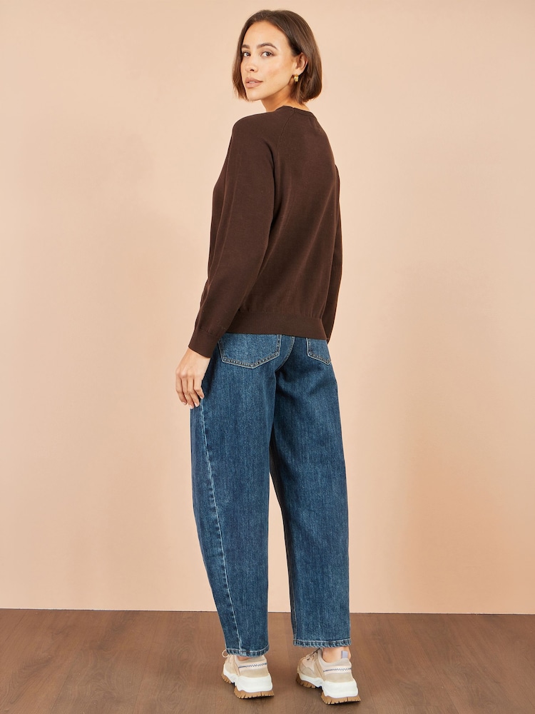 Yumi Brown Dalmatian Intarsia Relaxed Jumper - Image 4 of 4 Yumi Brown Dalmatian Intarsia Relaxed Jumper - Image 4 of 4