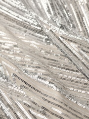 Superdry Silver Sequin Open Back Long Sleeve Midi Dress - Image 5 of 5