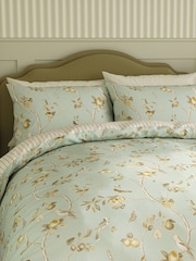 Sanderson Sage Ochre Fruit Avairy Floral Duvet Cover and Pillowcase Set - Image 1 of 4