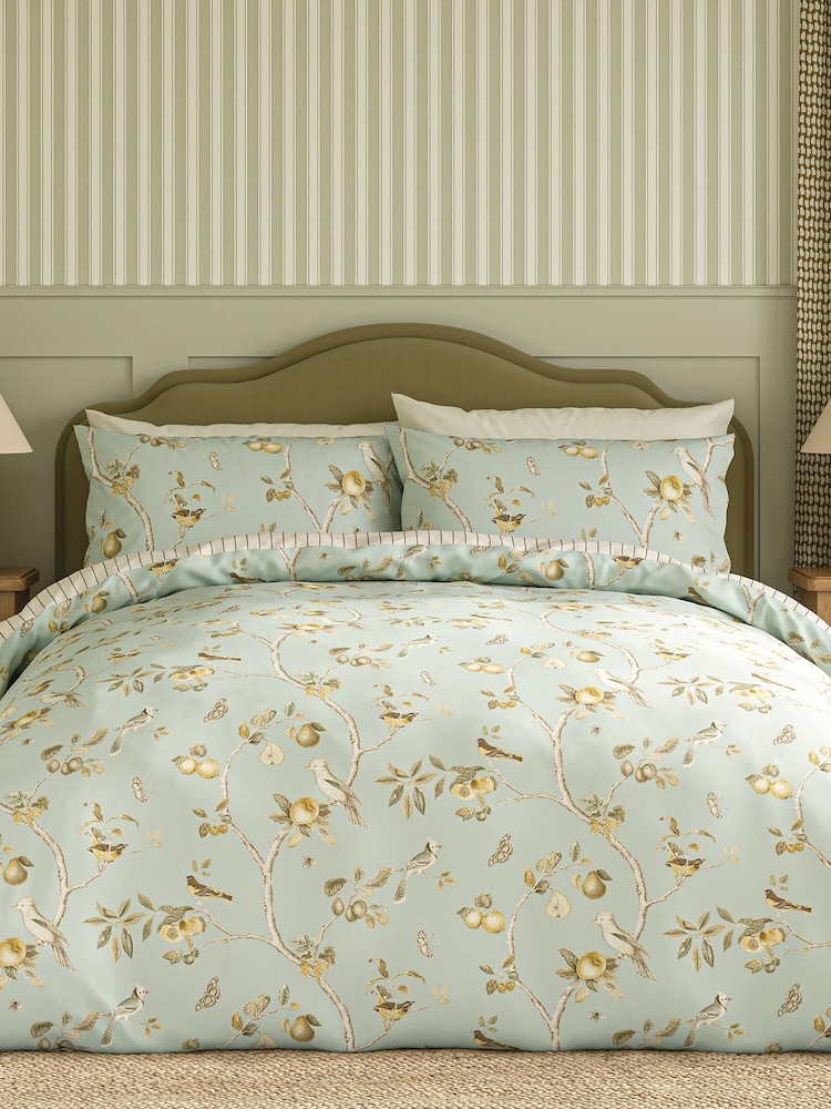 Sanderson Sage Ochre Fruit Avairy Floral Duvet Cover and Pillowcase Set - Image 2 of 4 Sanderson Sage Ochre Fruit Avairy Floral Duvet Cover and Pillowcase Set - Image 2 of 4