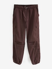 Brown Embroidered Parachute Cotton Cargo Trousers - Image 1 of 1