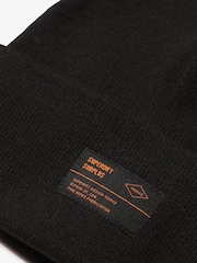 Superdry Black 100% Cotton Surplus Knitted Beanie Hat - Image 2 of 2