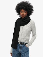 Superdry Black Soft Rib Knit Scarf - Image 1 of 3