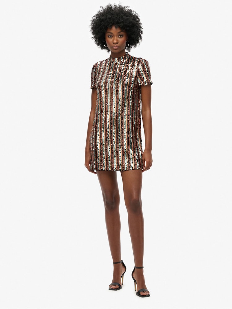 Superdry Paljetti T-paita Mini Mekko - Image 3 of 5