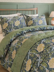 Morris & Co Blue Windrush Floral 180 Thread Count Percale Duvet Cover and Pillowcase Set - Image 1 of 6