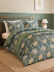 Morris & Co Blue Windrush Floral 180 Thread Count Percale Duvet Cover and Pillowcase Set - Image 2 of 6