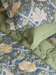 Morris & Co Blue Windrush Floral 180 Thread Count Percale Duvet Cover and Pillowcase Set - Image 4 of 6