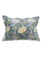 Morris & Co Blue Windrush Floral 180 Thread Count Percale Duvet Cover and Pillowcase Set - Image 5 of 6