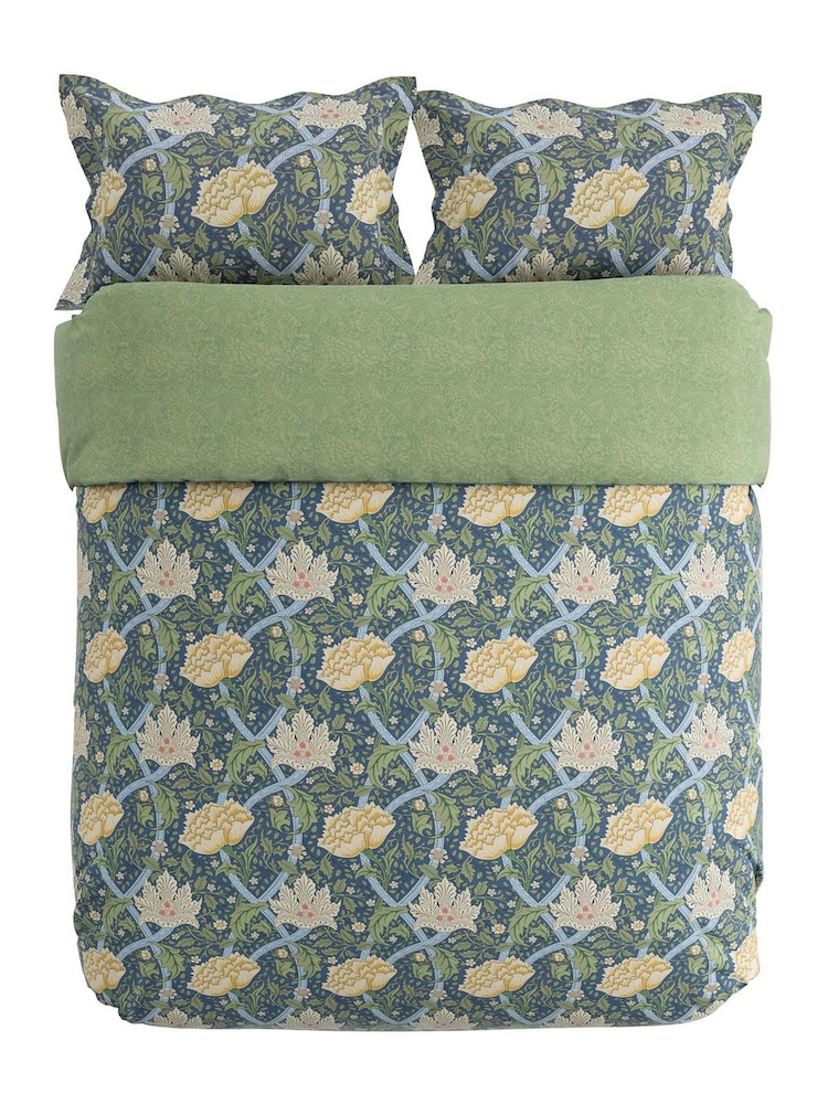 Morris & Co Blue Windrush Floral 180 Thread Count Percale Duvet Cover and Pillowcase Set - Image 6 of 6 Morris & Co Blue Windrush Floral 180 Thread Count Percale Duvet Cover and Pillowcase Set - Image 6 of 6