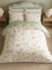 Sanderson Raspberry Ochre Fruit Avairy Floral Duvet Cover and Pillowcase Set - Image 1 of 3