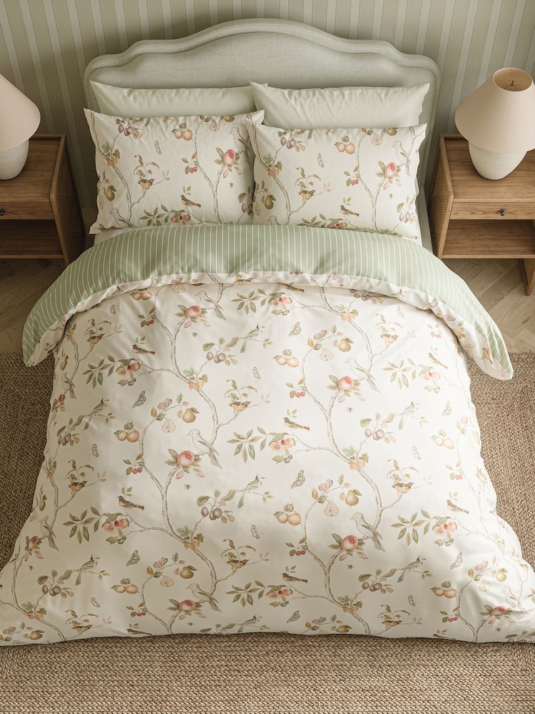 Sanderson Raspberry Ochre Fruit Avairy Floral Duvet Cover and Pillowcase Set - Image 1 of 3 Sanderson Raspberry Ochre Fruit Avairy Floral Duvet Cover and Pillowcase Set - Image 1 of 3
