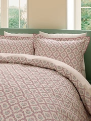 V&A Mulberry Ribbon Lattice Floral 180 Thread Count Percale Duvet Cover and Pillowcase Set - Image 1 of 5