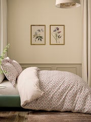 V&A Mulberry Ribbon Lattice Floral 180 Thread Count Percale Duvet Cover and Pillowcase Set - Image 2 of 5