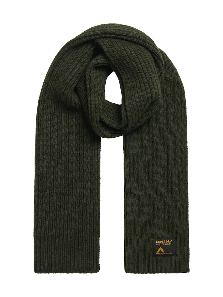 Superdry Olive Green Workwear Knitted Scarf - Image 1 of 3