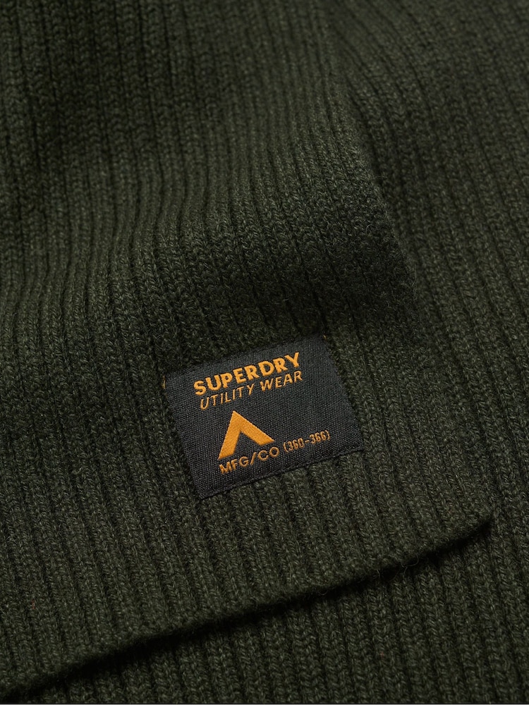 Superdry Olive Green Workwear Knitted Scarf - Image 3 of 3