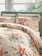 V&A Coral Larkspur Meadow Floral 180 Thread Count Percale Duvet Cover and Pillowcase Set - Image 1 of 5