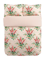 V&A Coral Larkspur Meadow Floral 180 Thread Count Percale Duvet Cover and Pillowcase Set - Image 4 of 5